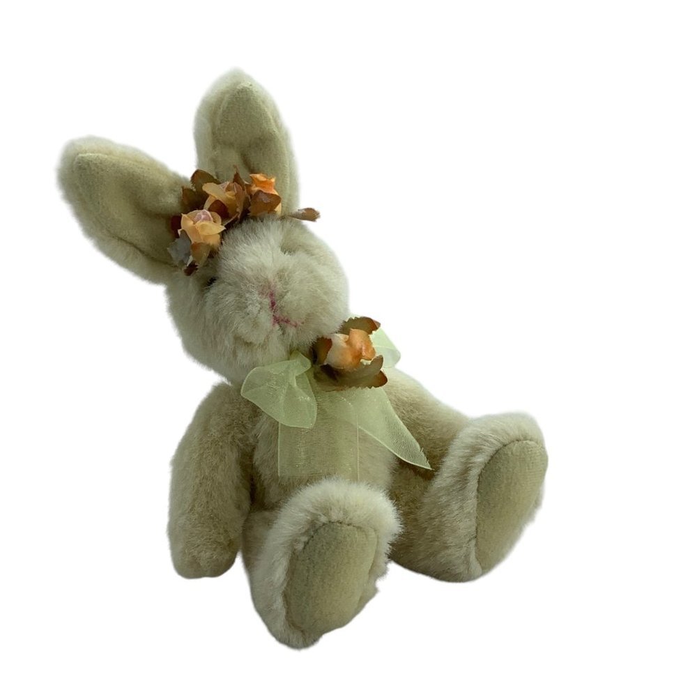 Vtg Russ Berrie Easter Bunny Rabbit Li'l Bloomer Plush Stuffed Animal 7.5" Cream